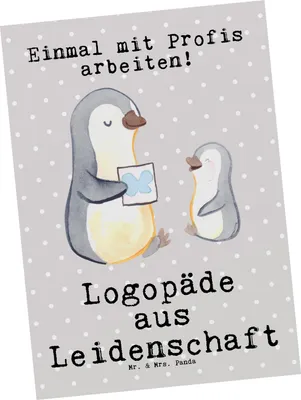 Produktbild von Mr. & Mrs. Panda Postkarte Logopäde Leidenschaft - Grau Pastell - Geschenk, Ansichtskarte, Studium, Spruch, Witzig, Lustig, Grußkarte, Ausbildung, Postkarten, Fotokarte