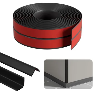 Immagine prodotto di Listello angolare autoadesivo, 3 cm x 12 m - Bordatura in PVC flessibile, colore nero