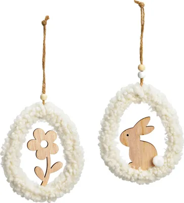 Produktbild von Ostereier zum aufhängen 2er Set hängende Osterdeko Holz 26 cm