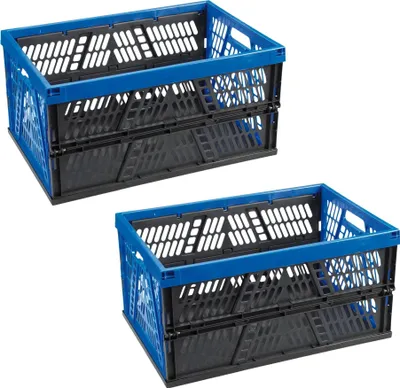 Produktbild von Novaliv Klappbox 45l Blau 2er Set - Faltbare Korbbox mit praktischen Tragegriffen - Vielseitige Aufbewahrungsbox