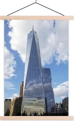 Produktbild von MuchoWow® Textilposter Das One World Trade Center in den Vereinigten Staaten im Sommer 60x90 cm mit holzfarbenen Rahmen - Textil