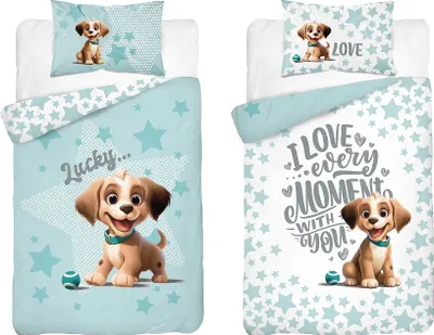 Produktbild von Bettwäsche, Kinderbettwäsche Baumwolle-Bambus 90x120 4784b Hund