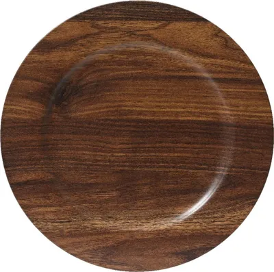 Produktbild von Kaemingk Weihnachts-Dekoteller Holzoptik Braun Ø 33cm - Kunststoff