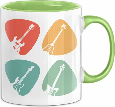 Produktbild von Gitarren Tasse-Geschenk für Gitarristen Retro Vintage Geschenkidee Gitarrist (Grün)