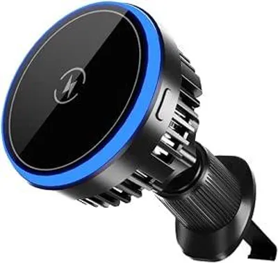 Produktbild von Magnetische Handyhalterung Auto - Draadloze Oplader 15W RGB - für 12-15 Luchtrooster & Armaturenbrett