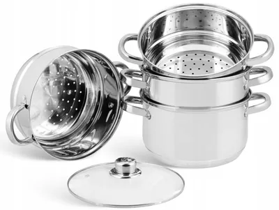 Zdjęcie produktu dla GARNEK do Gotowania Na PARZE Parę Parowar 5el 3,7L 22cm INDUKCJA Gaz 9225