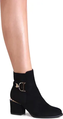 Produktbild von topschuhe24 3116 Damen Velours Stiefeletten Ankle Boots, Farbe:Schwarz, Größe:36 EU
