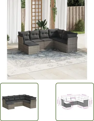 Produktbild von The Living Store 7-tlg. Garten-Sofagarnitur mit Kissen Grau Poly Rattan