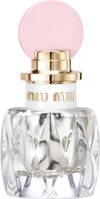 A studio shot of a Miu Miu perfume bottle.