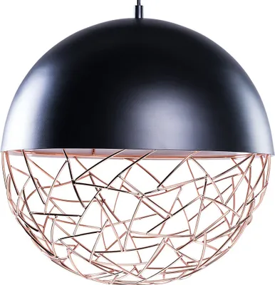 Produktbild von BELIANI Hängeleuchte Schwarz Metall Schirm in Kugelform mit Netz-Optik in Kupfer Minimalistischer Stil