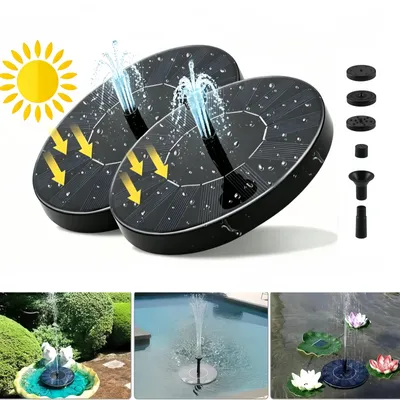 Produktbild von 2er 1.4w Solar Springbrunnen,DIY Gartenbrunnen Wasserpumpe mit 6 Düsen,200L/H Wasserdurchfluss,Anti-Blockier-Technologie,Wasserspiel Fontäne,Pumpe
