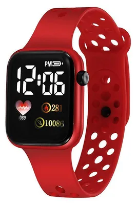 Imagen del producto de Reloj digital para niños, LED, color rojo - estilo deportivo, ligero, diseño de reloj inteligente