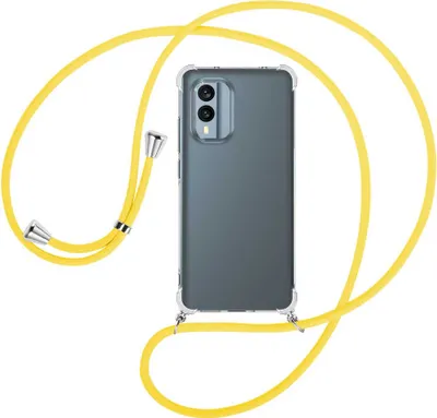 Produktbild von Handykette Backcover-Schutzhülle mit Band (Metall silberfarben) für Nokia X30 5G (6.43'') - gelb