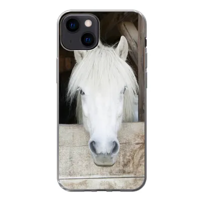 Produktbild von MuchoWow® Handyhülle Schutzhülle Hülle für iPhone 13 Pferde - Pferdestall - Regale Silikon Softcase Handy Hülle - Karteninhaber