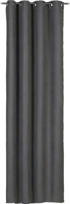 A single, long, dark gray curtain hanging vertically.