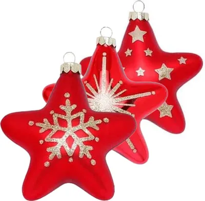 Produktbild von Christbaumschmuck Stern Glas 3 Stk 8 cm Merry Red