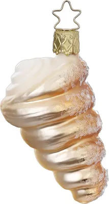 Produktbild von Christbaumschmuck Schillerlocke mit Sahne Glas 8cm beige, 1 Stück