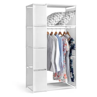 Produktbild von Kleiderschrank aus Vliesstoff – Stoffkleiderschrank – Kleiderschrank – Vierstöckiger, zweireihiger Kleiderschrank – 88,5 x 44,5 x 162,5 cm – Weiß