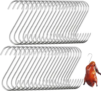 Productafbeelding van Roestvrijstalen S-haken, 120 mm, 40 stuks, voor vleesverwerking