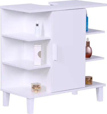 Immagine prodotto di Mobile sottolavabo Relaxdays con anta e 6 ripiani, L x P x A: 65x64x31 cm, MDF, mobile da bagno per lavabo, bianco