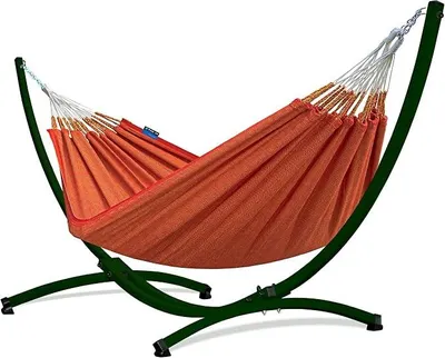 Produktbild von Outdoor Hängematte mit Gestell für 2 Personen I Medelin - 100% Baumwolle Doppelhängematte 230x160, 200kg I Hängemattengestell 220kg, wetterfest