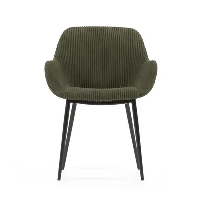 Produktbild von 4-er Set Stuhl Konna 59 x 83 x 55 cm Cord Dunkelgrün Stahl Schwarz Garnitur