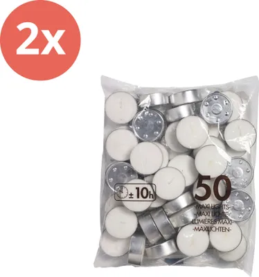 Obrázek produktu pro Bolsius - Maxi - Čajové svíčky - 50 kusů v balení - Sáček - Cenově výhodné balení - 100 kusů - 2 balení