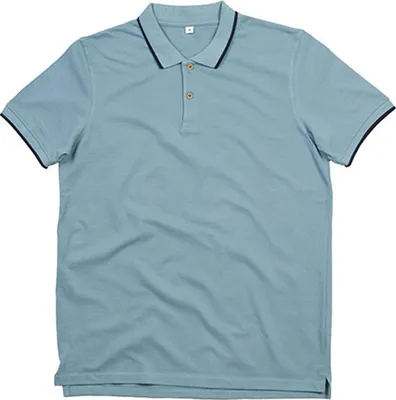 Produktbild von Mantis M191 | The Tipped Poloshirt - Mehrfarbig - Farbe: Light Denim/Navy - Größe: S