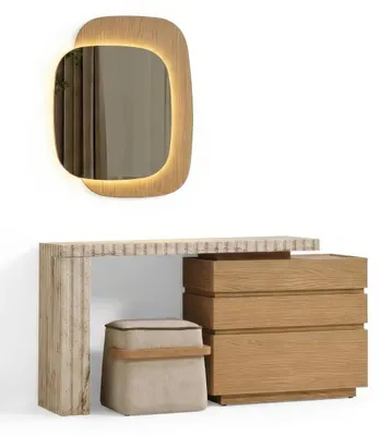 Produktbild von Schlafzimmer Set Bett Nachttisch Frisiertisch Spiegel Bank Beige Edel