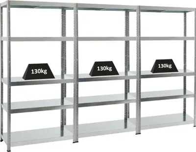 Produktbild von Mega Deal | 3x Schwerlastregal Steel Eagle | HxBxT 180x90x40 cm | Fachlast 130kg | Verzinkt