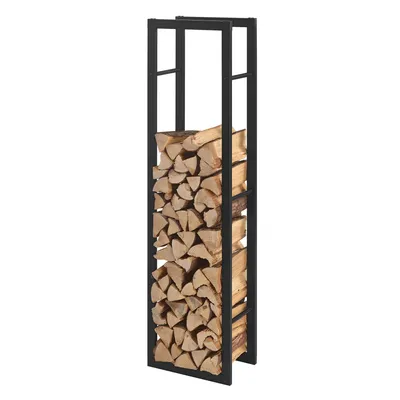 Image de In And OutdoorMatch Étagère à bois Adaline en acier - Rangement du bois - Noir - 40 x 150 x 25 cm