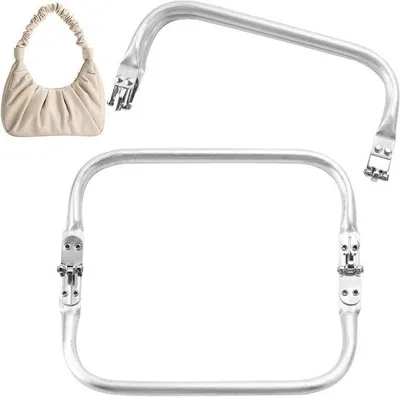 Produktbild von Aluminium Haakbeschlag 2 Stück für Taschen - Zubehör für Handtaschen - Griff für Handtaschen - Schultertaschen und Abendtaschen - 200 x 90 mm