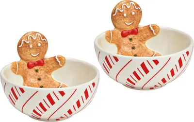 Produktbild von Weihnachtliche Keramik Schalen Set Lebkuchenfigur, in 12x9 cm