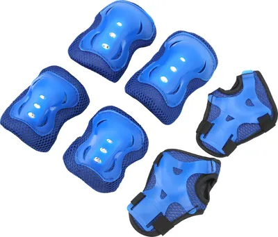 Produktbild von 6Pcs Kinder Sicherheit Skateboard Schutzausrüstung Ellenbogenschützer Handgelenkschutz Radfahren Knieschützer Blau