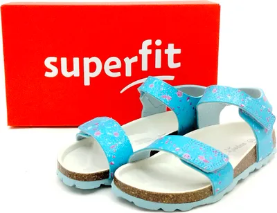 Produktbild von Superfit Mädchen Klett Sandale blau mit bunten Sprengeln und Fußbett 33