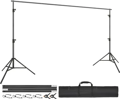 Immagine prodotto di SucceBuy 12 x 10 ft supporto per sfondo pesante, sistema di supporto fotografico regolabile con 6 morsetti e borsa per il trasporto, ideale per feste, matrimoni, mostre e fotografie