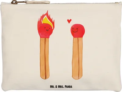 Produktbild von Mr. & Mrs. Panda kosmetiktäschchen Streichhölzer Grösse XL Große - Weiß - Geschenk, Kulturbeutel, Freundin, Etui, Kosmetiktasche, Federmappe, Pouch, Liebesbeweis