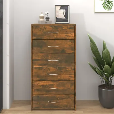 Immagine prodotto di vidaXL Credenza 6 cassetti rovere fumé 50x34x96 cm materiale a base di legno