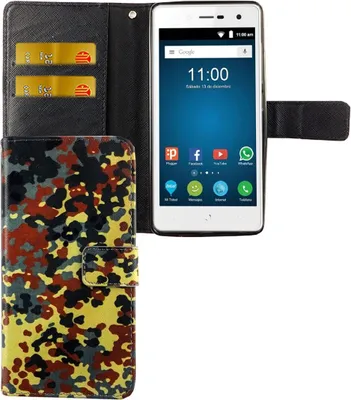 Produktbild von ZTE Blade L7 Tasche Handy Hülle Schutz-Cover Flip-Case mit Kartenfach  Bundeswehr Flecktarn