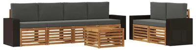 Produktbild von vidaXL Outdoor-Sofagarnitur mit Kissen 7 pcs Natur und Anthrazit