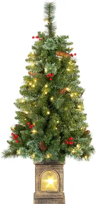 Produktbild von Künstlicher Weihnachtsbaum 120 cm Tannenbaum künstlich mit 100 LED Beleuchtung, 8 Modi, 214 Spitzen