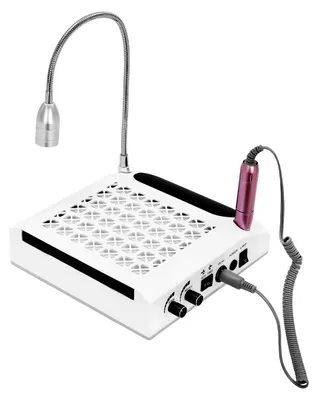 Produktbild von 4-in-1 Nagelgerät - Elektrische Nagelfeile mit Staubsauger - 4300 U/min - Filtersystem - LED-Licht - 100–240V EU-Stecker - Weiß