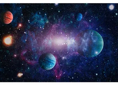 Produktbild von Fototapete Weltall Planeten Vliestapete Kinderzimmer Tapete inkl. Kleister - Größe 350 x 300 cm