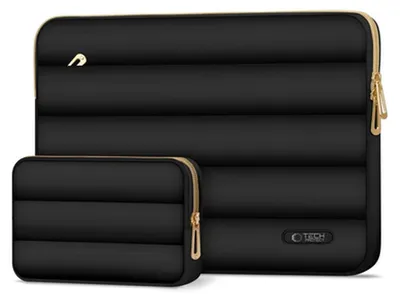Produktbild von Tech-Protect Puffy Sleeve für MacBook Air/Pro 13“/14“ inklusive Organizer - Schwarz