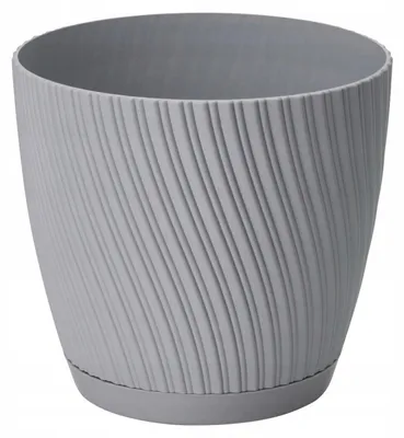 Zdjęcie produktu dla KADAX doniczka ze spodkiem "Tubas", doniczka, plastikowa doniczka, sadzarka, okrągła, 19 cm, szara