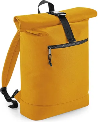 Produktbild von BagBase BG286 | Recycled Roll-Top Backpack, 32 x 44 x 13 cm - Farbe: Mustard - Größe: 32 x 44 x 13 cm