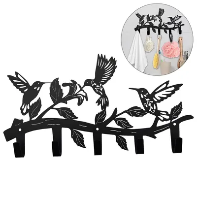 Produktbild von Vogel-Schlüsselbrett mit 5 Haken, Vogelmotiv, für Haustür, Flur, Eingang, Büro, Landhausstil, einfach zu montieren, vielseitig und langlebig