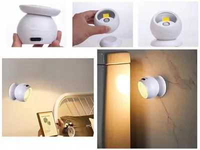 Produktbild von LED Leuchte Warmweiß 360° Batterie Treppen Licht Bewegungsmelder Schrank Flur Arbeitslampe Magnetisch 9 COB LEDs