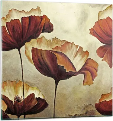 Produktbild von Bilder auf glas - Mohn Blume Wiese - 50x50cm - Glasbilder - Wandbilder - Kunstdruck - zum Aufhängen bereit - Wanddekoration aus Glas - Glas Bilder - Wandbild auf Glas - Einteilig - GAC50x50-3760