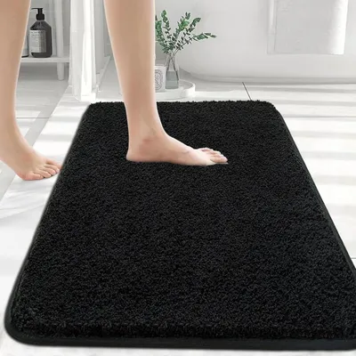 Obrázek produktu pro Protiskuzová podložka do koupelny, černá, z mikrovlákna, rozměry 80x120 cm, s gumovou protiskluzovou spodní stranou